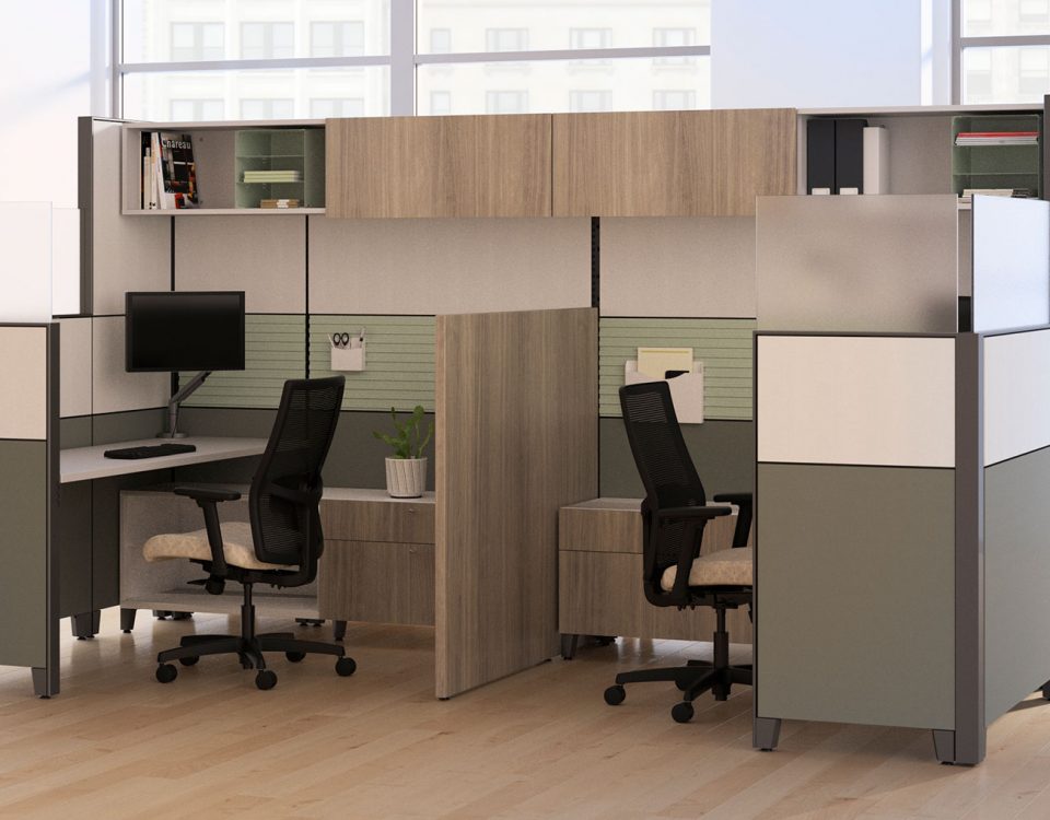 two office cubicles