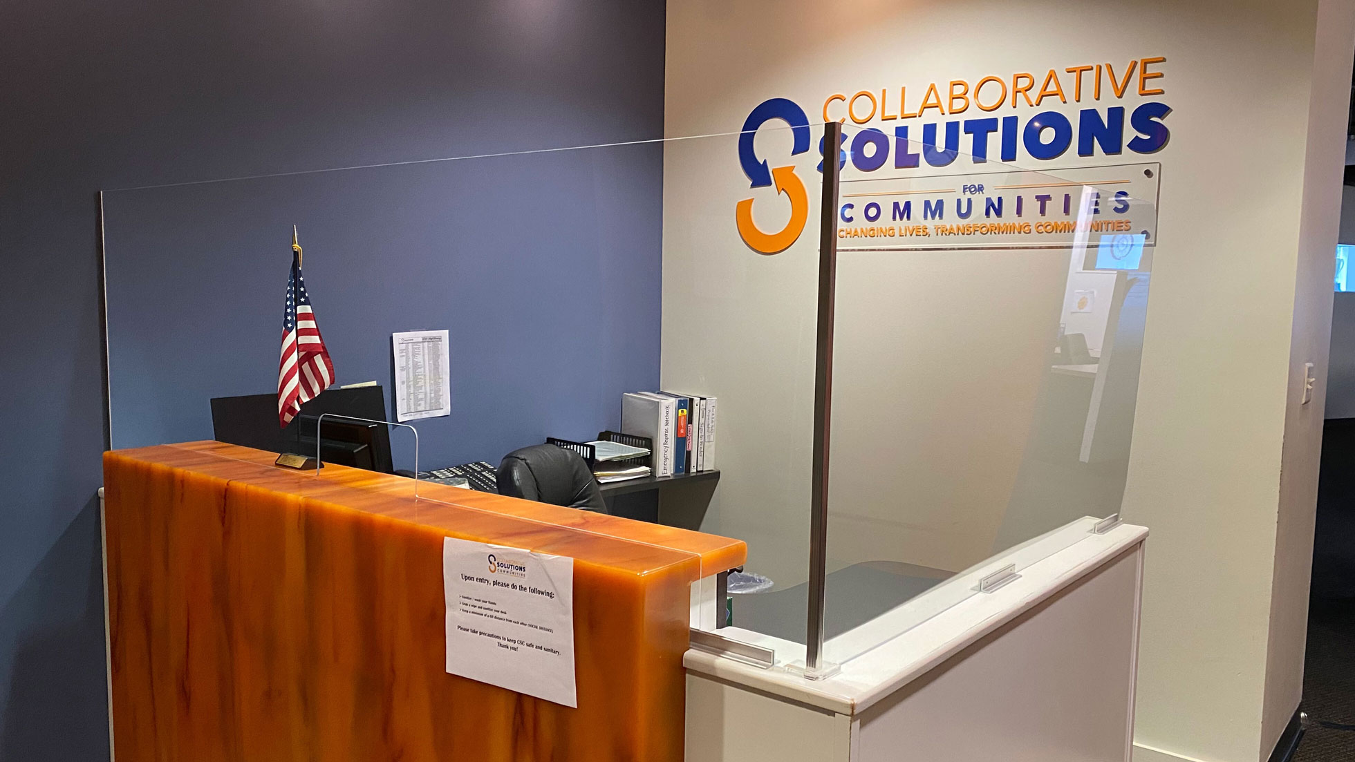 barrier around front desk